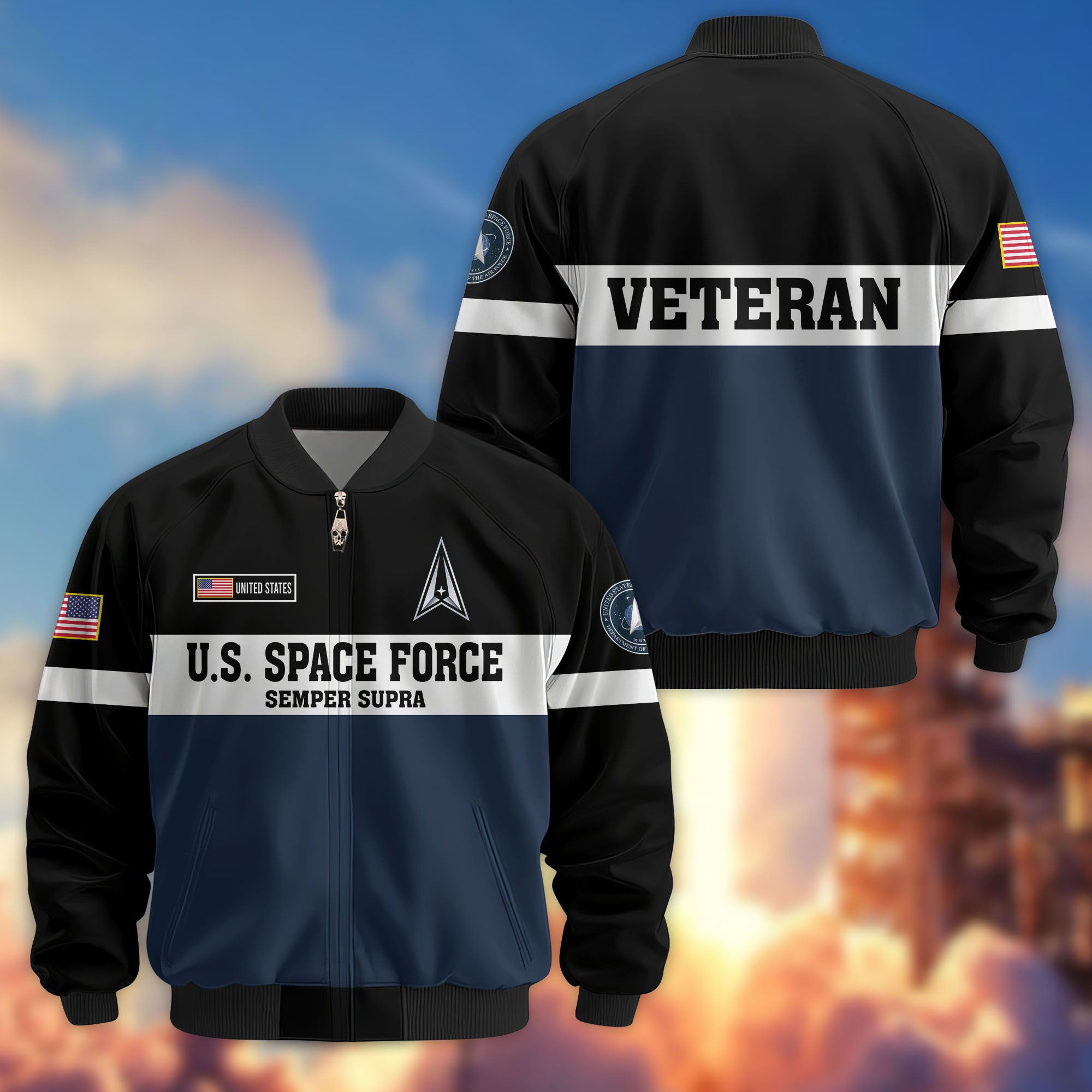 Premium US Veterans Bomber Jacket, Gifts For US Veterans, Gifts On Father's Day, Veterans Day.