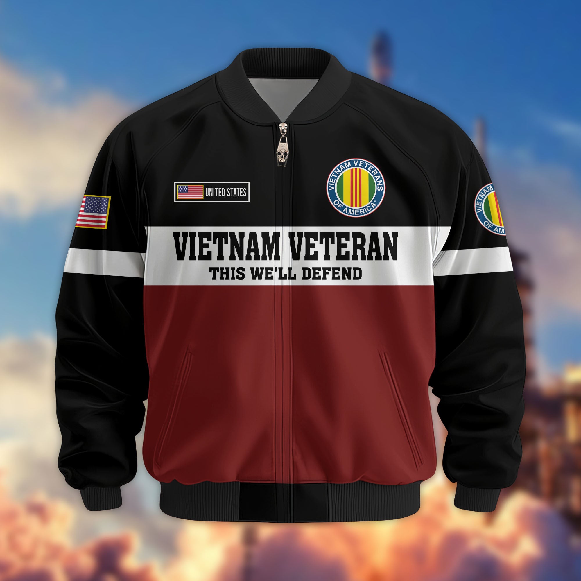 Premium US Veterans Bomber Jacket, Gifts For US Veterans, Gifts On Father's Day, Veterans Day.