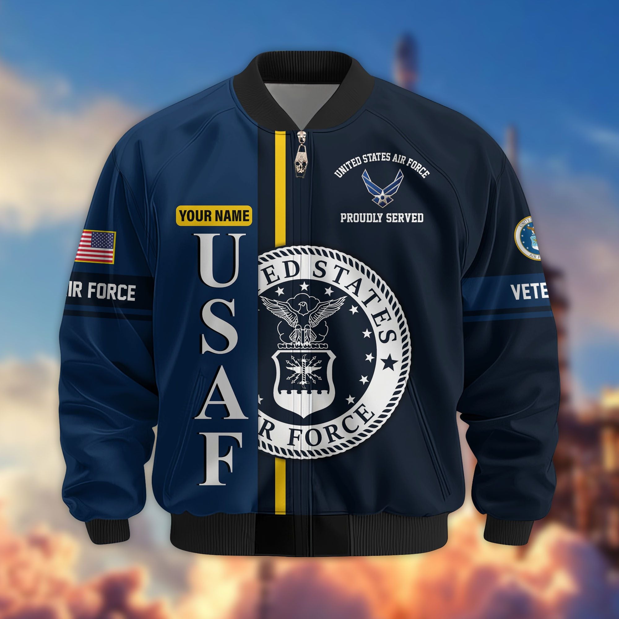 Premium Personalized US Veterans Bomber Jacket, Gifts For US Veterans, Gifts On Father's Day, Veterans Day.