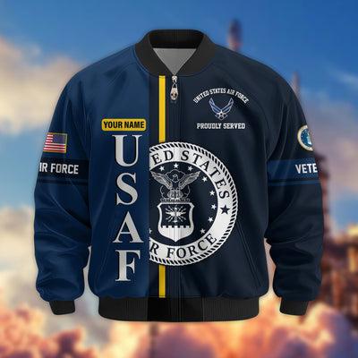 Premium Personalized US Veterans Bomber Jacket, Gifts For US Veterans, Gifts On Father's Day, Veterans Day.