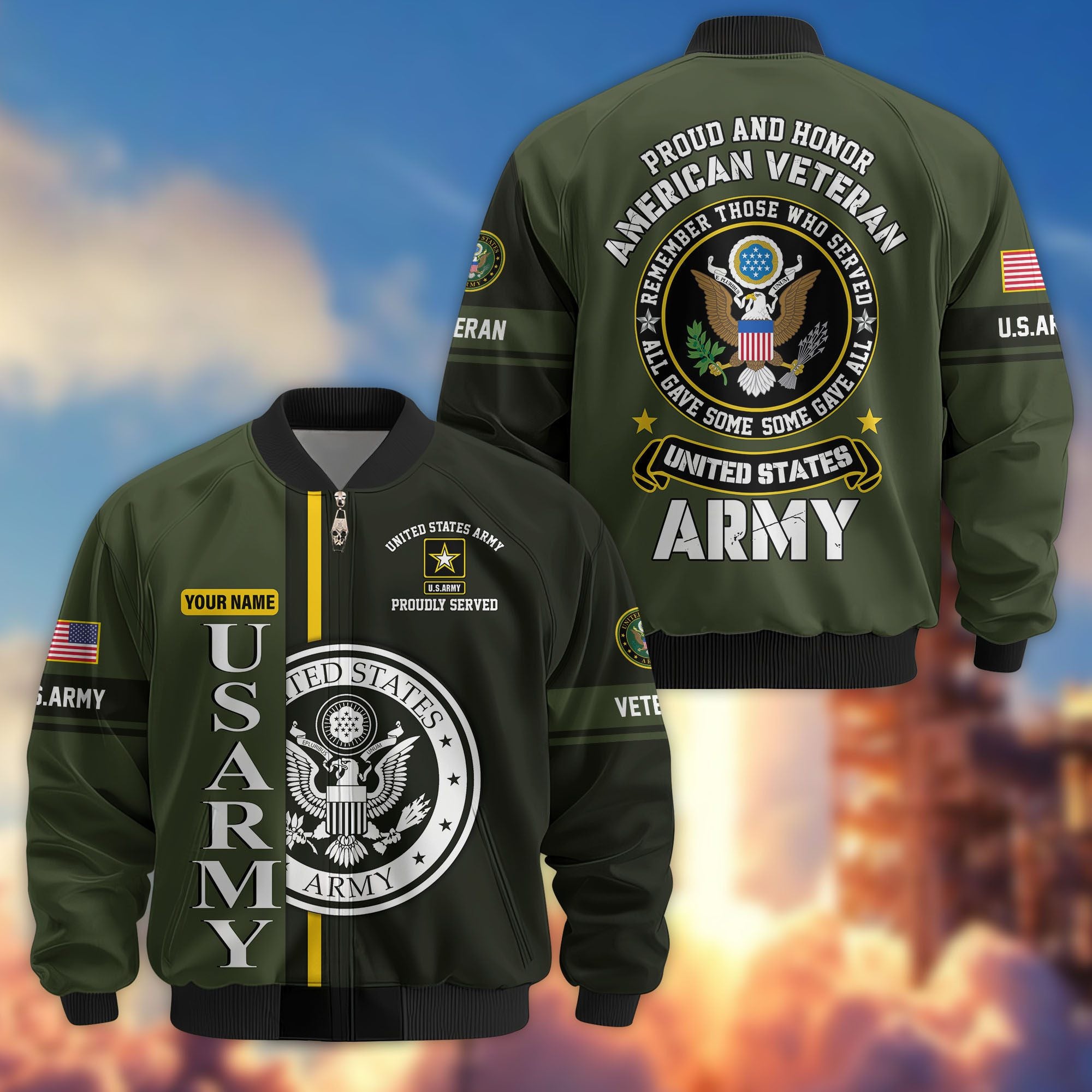 Premium Personalized US Veterans Bomber Jacket, Gifts For US Veterans, Gifts On Father's Day, Veterans Day.