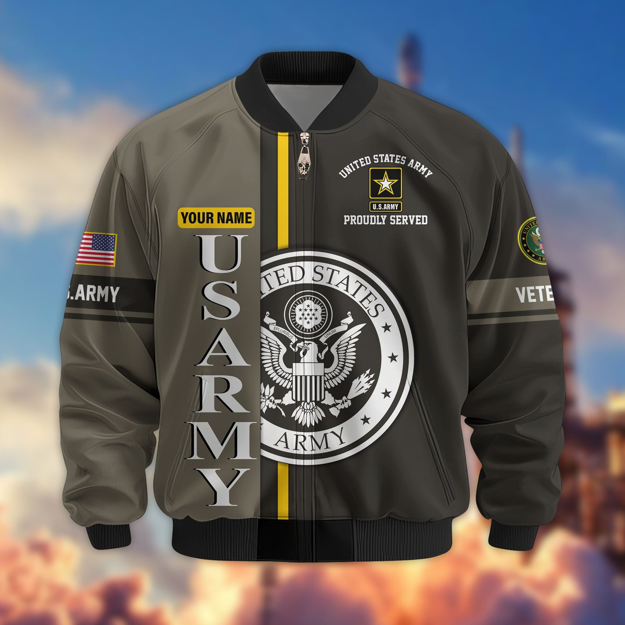 Premium Personalized US Veterans Bomber Jacket, Gifts For US Veterans, Gifts On Father's Day, Veterans Day.