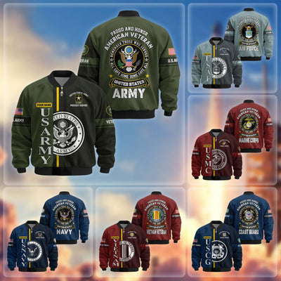 Premium Personalized US Veterans Bomber Jacket, Gifts For US Veterans, Gifts On Father's Day, Veterans Day.