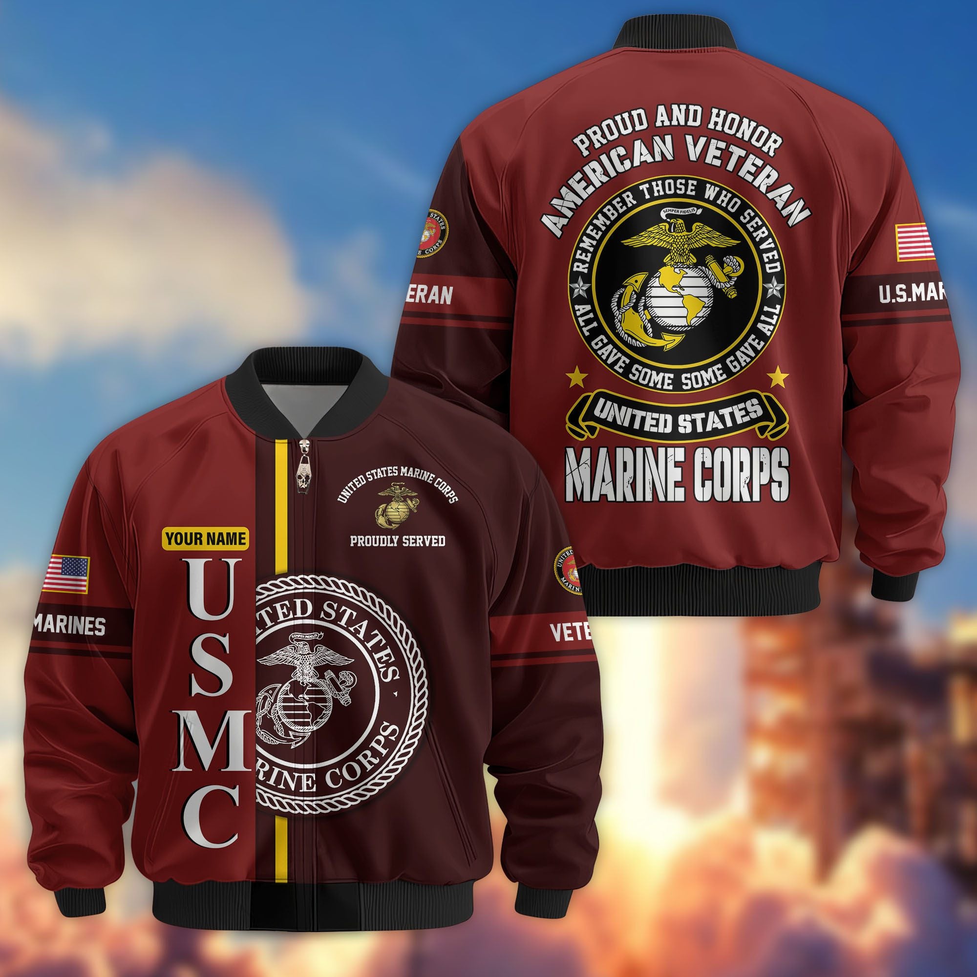 Premium Personalized US Veterans Bomber Jacket, Gifts For US Veterans, Gifts On Father's Day, Veterans Day.