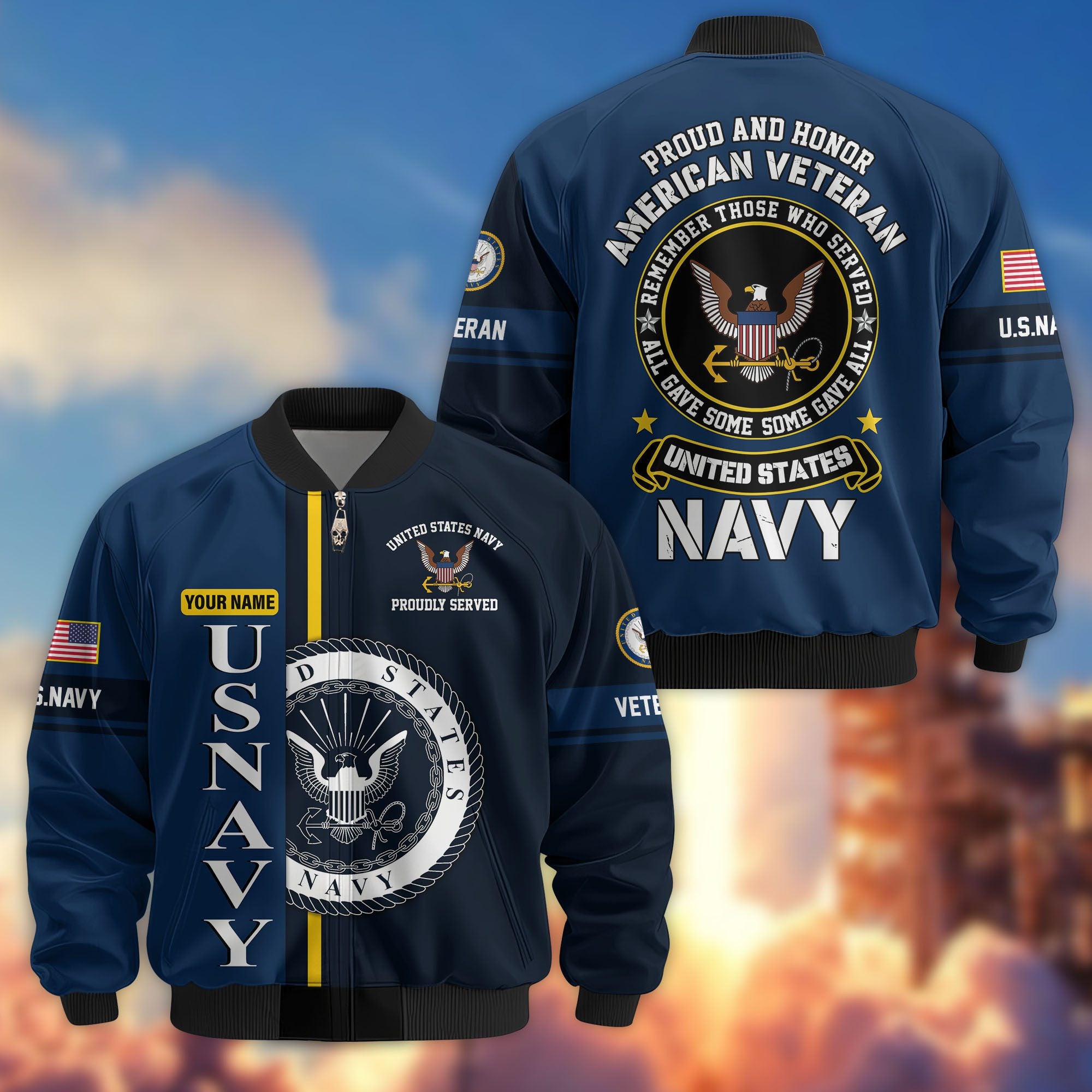 Premium Personalized US Veterans Bomber Jacket, Gifts For US Veterans, Gifts On Father's Day, Veterans Day.