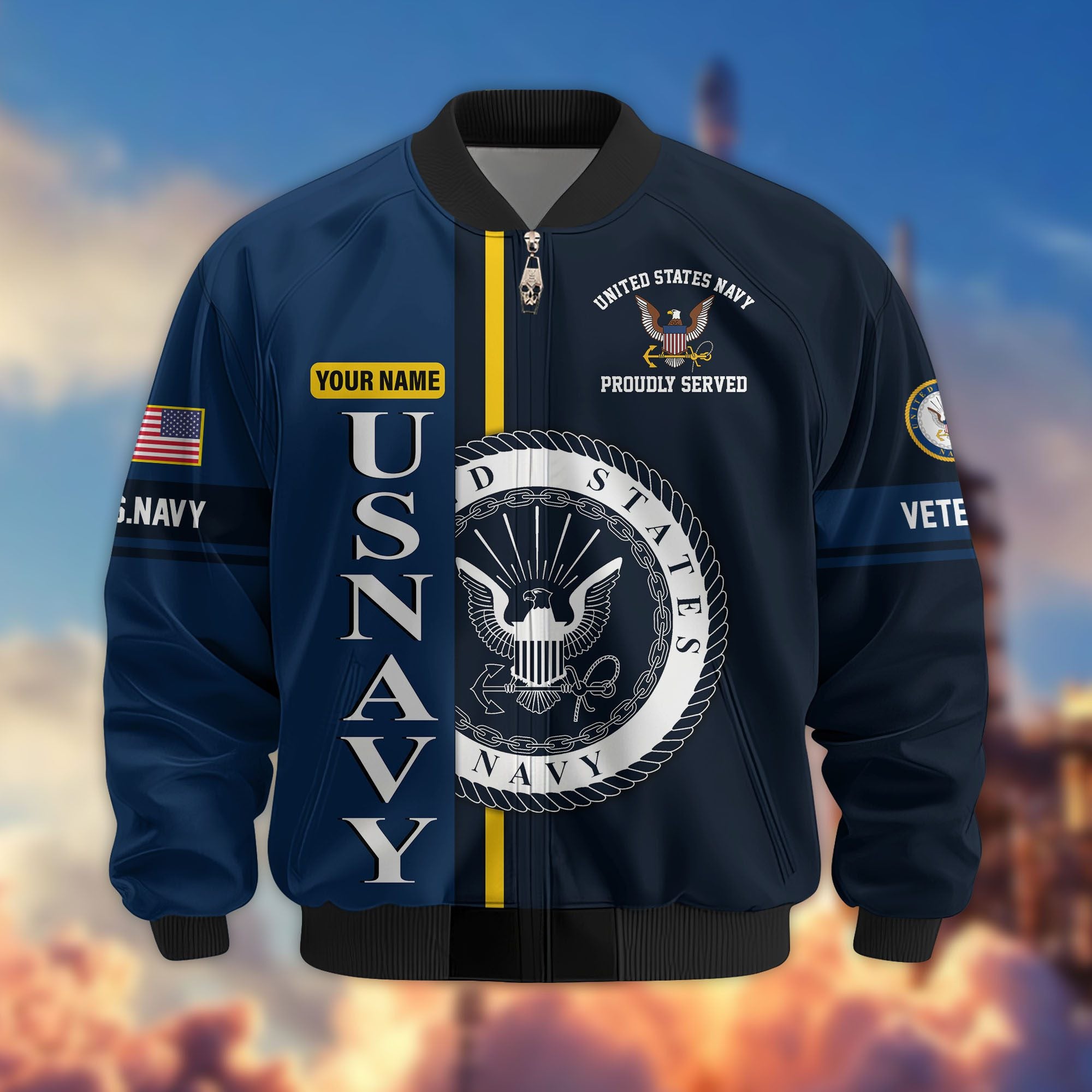Premium Personalized US Veterans Bomber Jacket, Gifts For US Veterans, Gifts On Father's Day, Veterans Day.