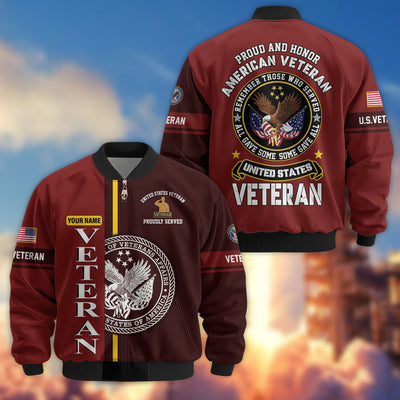 Premium Personalized US Veterans Bomber Jacket, Gifts For US Veterans, Gifts On Father's Day, Veterans Day.
