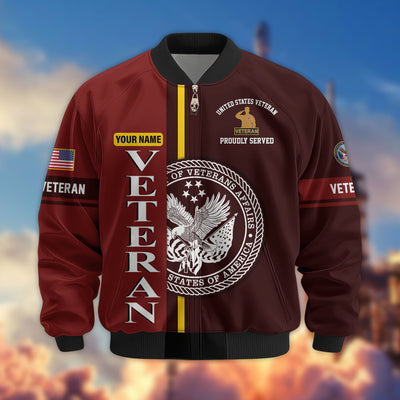 Premium Personalized US Veterans Bomber Jacket, Gifts For US Veterans, Gifts On Father's Day, Veterans Day.