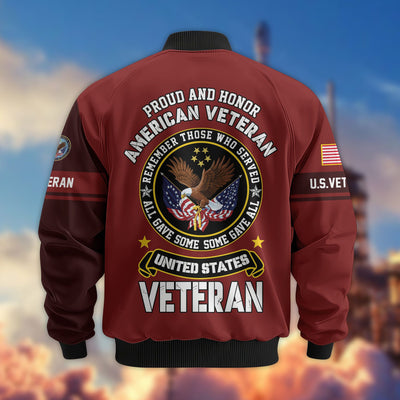 Premium Personalized US Veterans Bomber Jacket, Gifts For US Veterans, Gifts On Father's Day, Veterans Day.