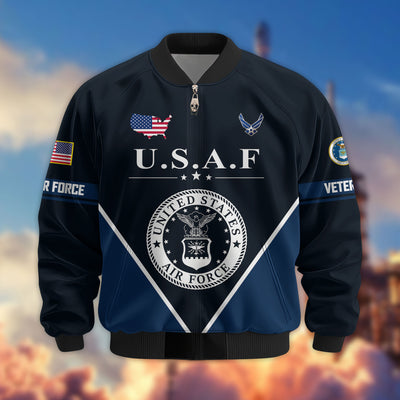 Premium US Veterans Bomber Jacket, Gifts For US Veterans, Gifts On Father's Day, Veterans Day.