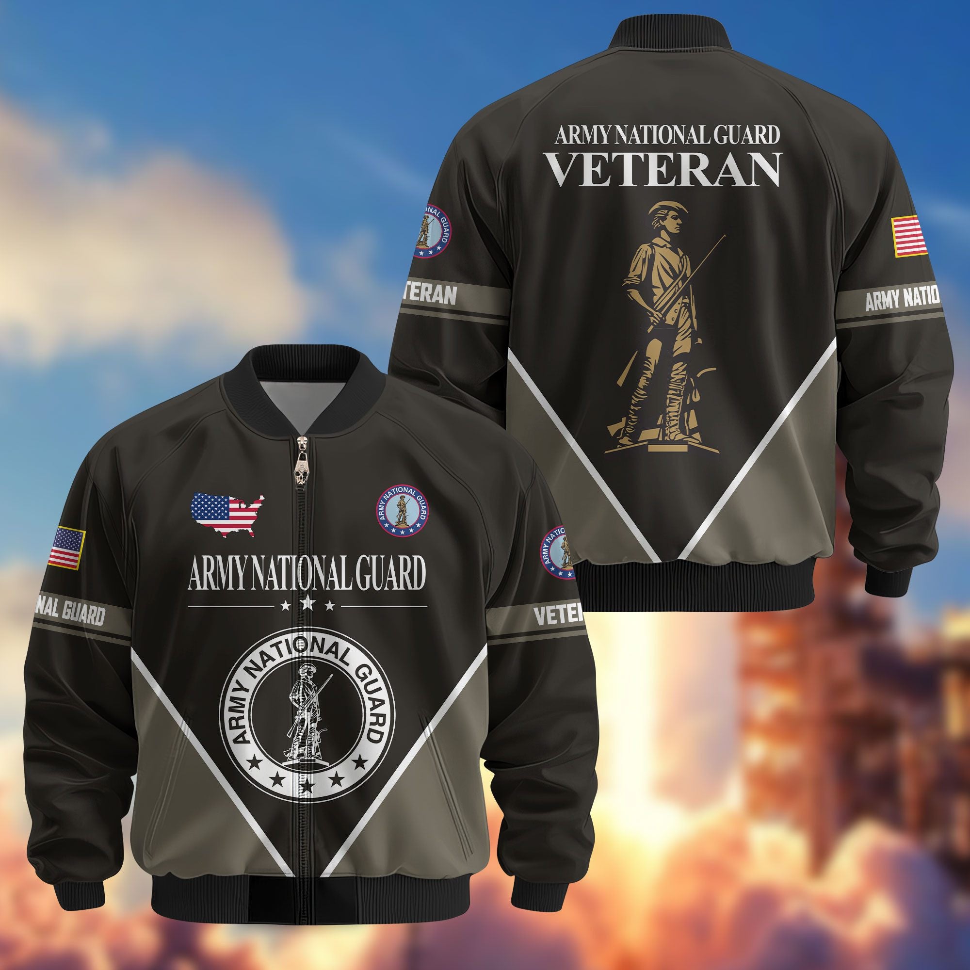 Premium US Veterans Bomber Jacket, Gifts For US Veterans, Gifts On Father's Day, Veterans Day.