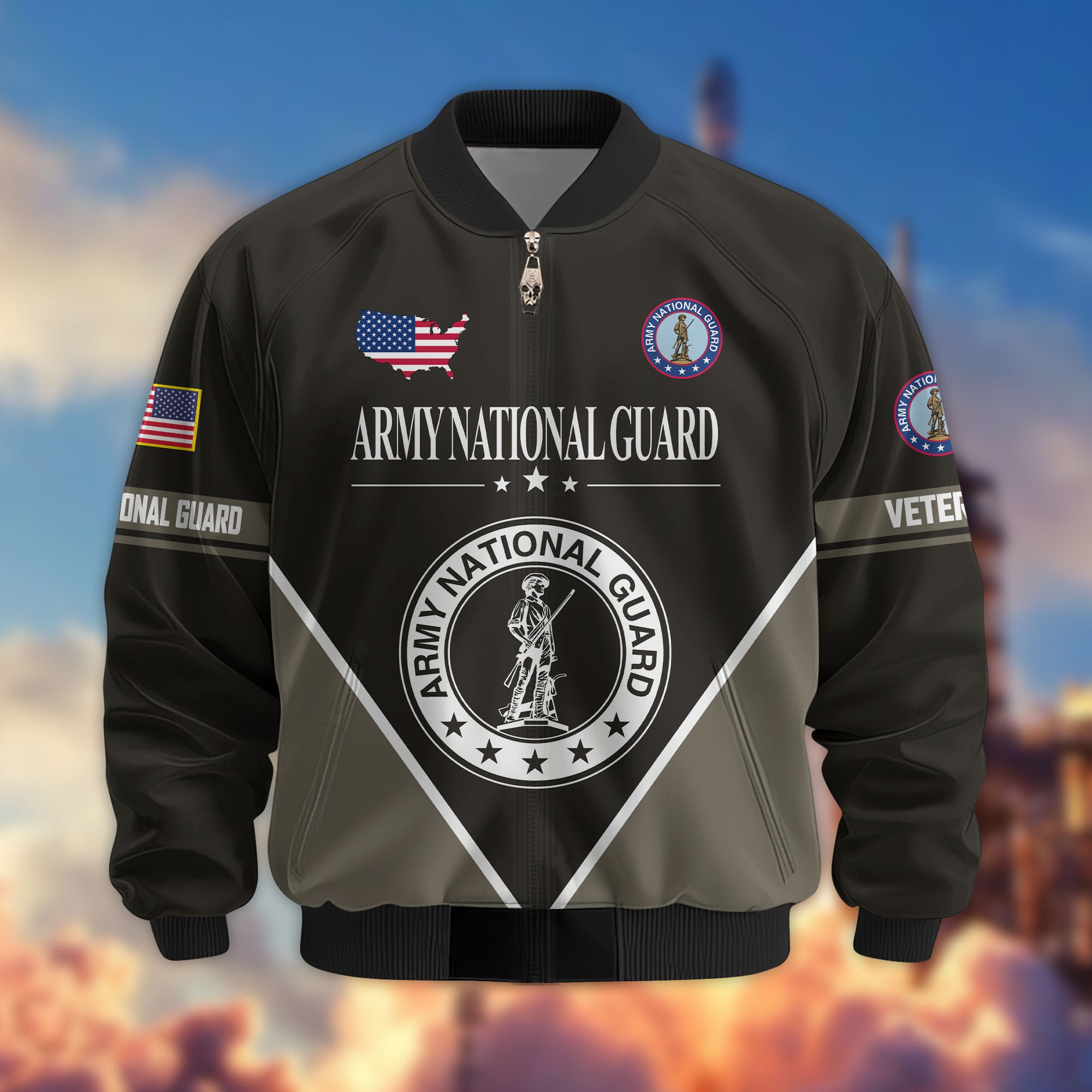 Premium US Veterans Bomber Jacket, Gifts For US Veterans, Gifts On Father's Day, Veterans Day.