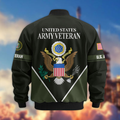 Premium US Veterans Bomber Jacket, Gifts For US Veterans, Gifts On Father's Day, Veterans Day.