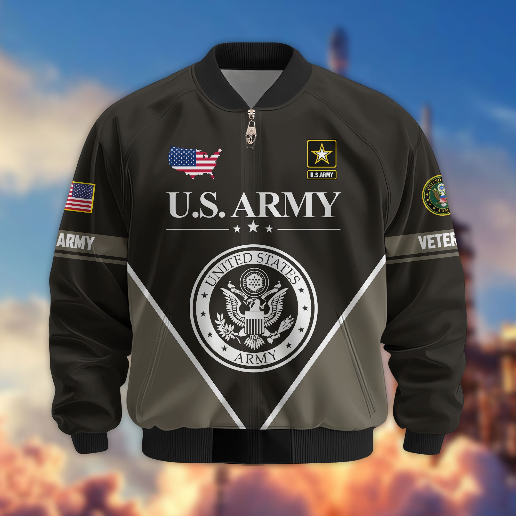 Premium US Veterans Bomber Jacket, Gifts For US Veterans, Gifts On Father's Day, Veterans Day.