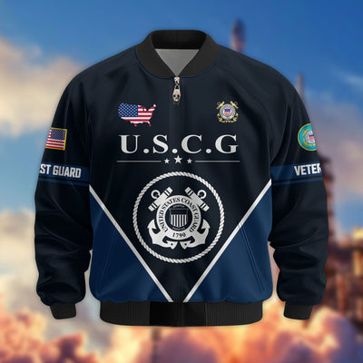 Premium US Veterans Bomber Jacket, Gifts For US Veterans, Gifts On Father's Day, Veterans Day.