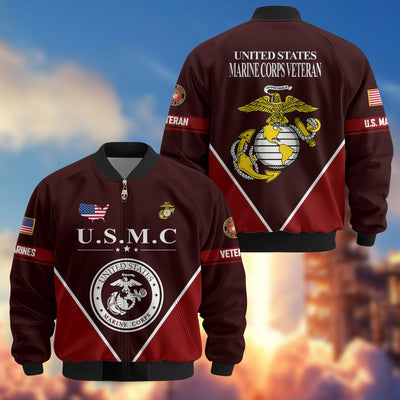 Premium US Veterans Bomber Jacket, Gifts For US Veterans, Gifts On Father's Day, Veterans Day.