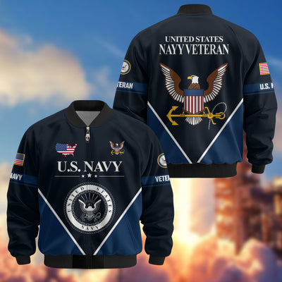 Premium US Veterans Bomber Jacket, Gifts For US Veterans, Gifts On Father's Day, Veterans Day.