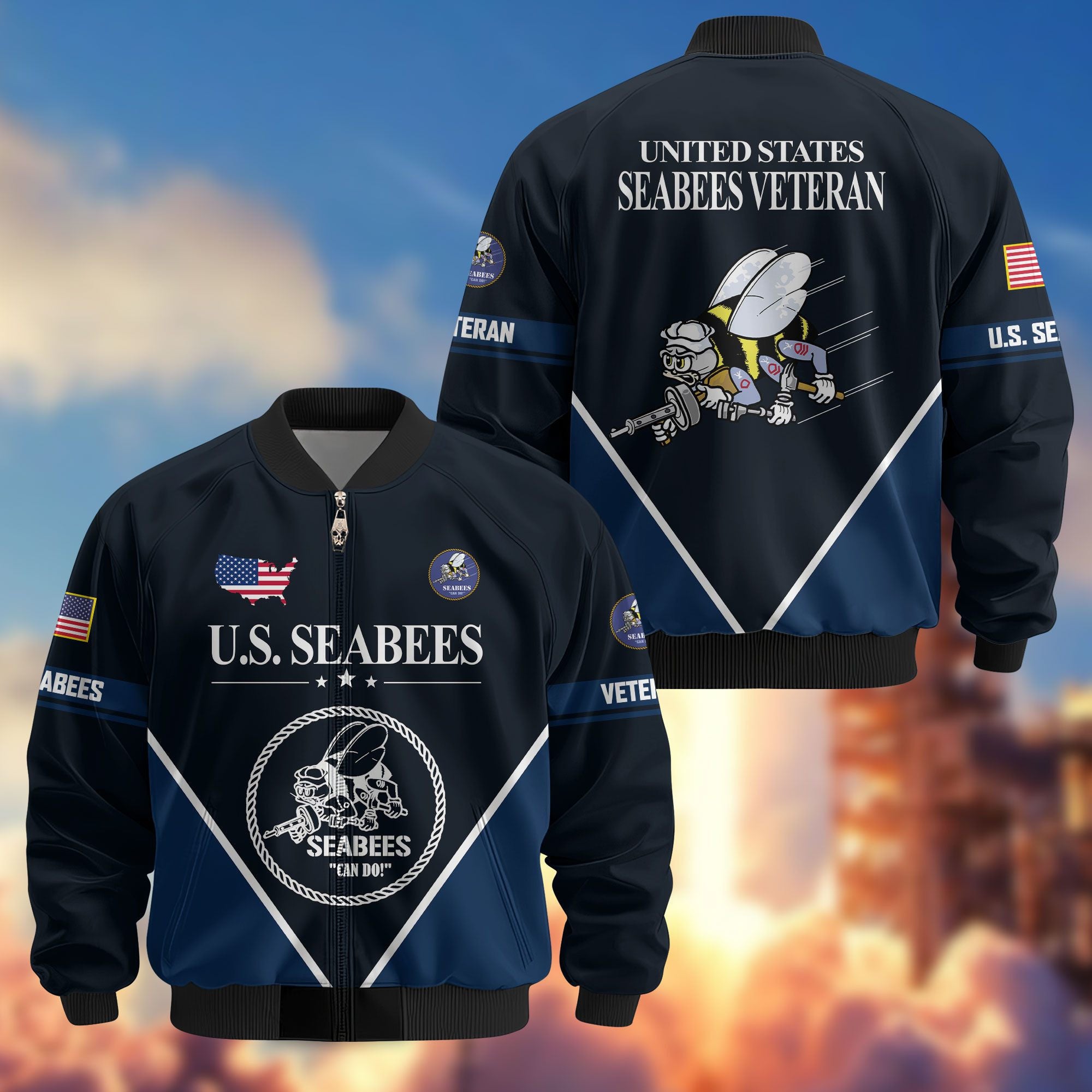 Premium US Veterans Bomber Jacket, Gifts For US Veterans, Gifts On Father's Day, Veterans Day.