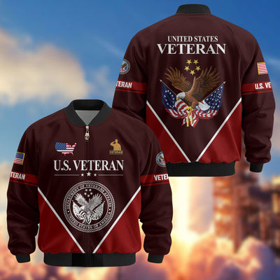 Premium US Veterans Bomber Jacket, Gifts For US Veterans, Gifts On Father's Day, Veterans Day.