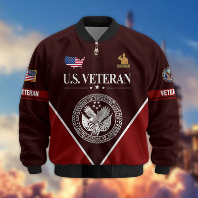 Premium US Veterans Bomber Jacket, Gifts For US Veterans, Gifts On Father's Day, Veterans Day.