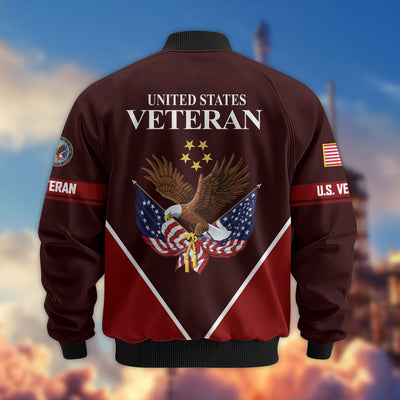 Premium US Veterans Bomber Jacket, Gifts For US Veterans, Gifts On Father's Day, Veterans Day.
