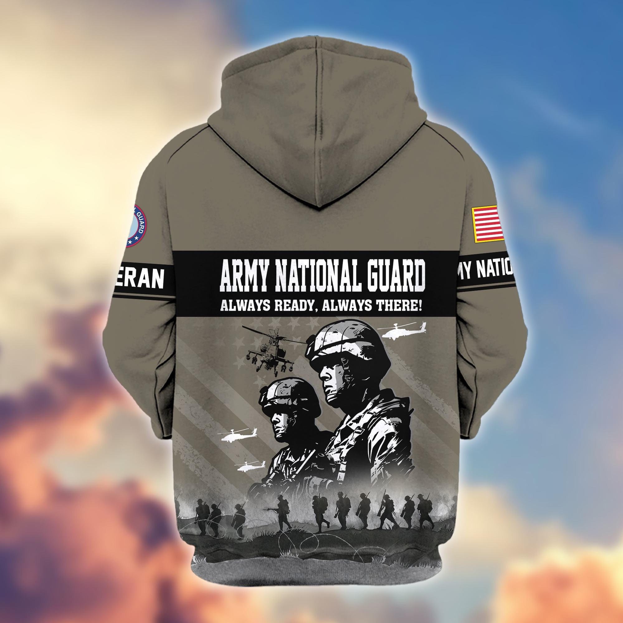 Premium US Veterans Zip Hoodie, Gifts For US Veterans, Gifts On Father's Day, Veterans Day.