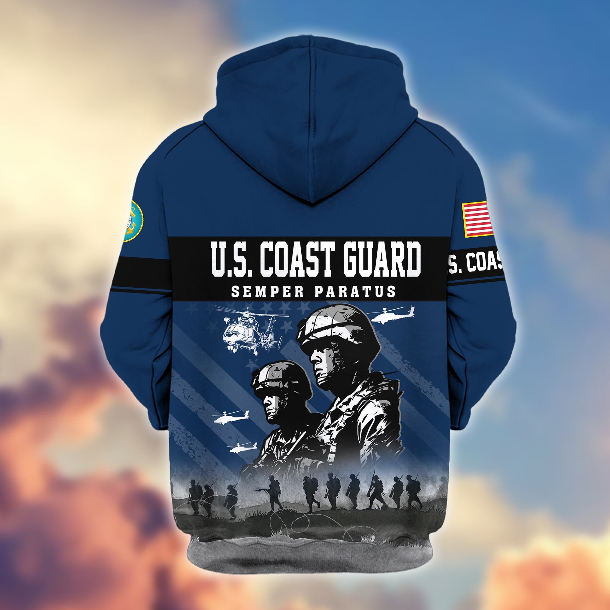 Premium US Veterans Zip Hoodie, Gifts For US Veterans, Gifts On Father's Day, Veterans Day.