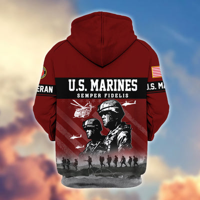 Premium US Veterans Zip Hoodie, Gifts For US Veterans, Gifts On Father's Day, Veterans Day.