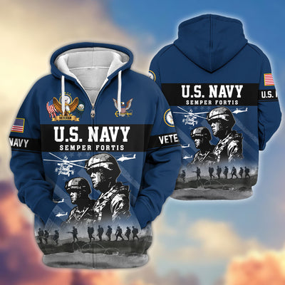 Premium US Veterans Zip Hoodie, Gifts For US Veterans, Gifts On Father's Day, Veterans Day.
