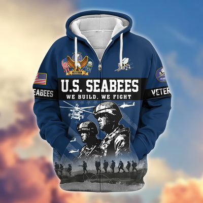 Premium US Veterans Zip Hoodie, Gifts For US Veterans, Gifts On Father's Day, Veterans Day.