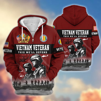 Premium US Veterans Zip Hoodie, Gifts For US Veterans, Gifts On Father's Day, Veterans Day.