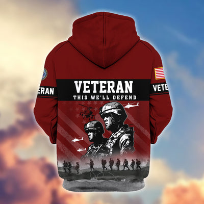 Premium US Veterans Zip Hoodie, Gifts For US Veterans, Gifts On Father's Day, Veterans Day.