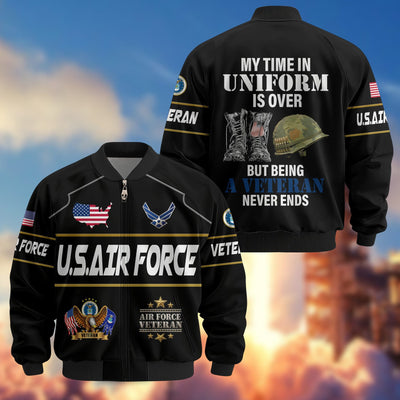 Premium US Veterans Bomber Jacket, Gifts For US Veterans, Gifts On Father's Day, Veterans Day.