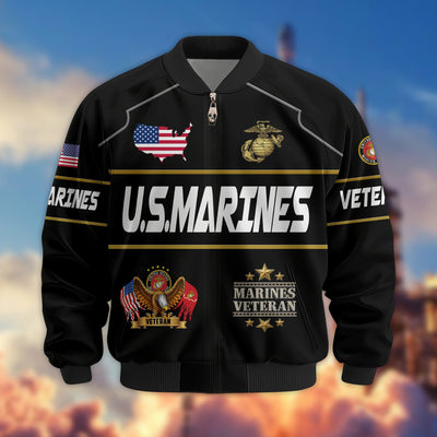 Premium US Veterans Bomber Jacket, Gifts For US Veterans, Gifts On Father's Day, Veterans Day.