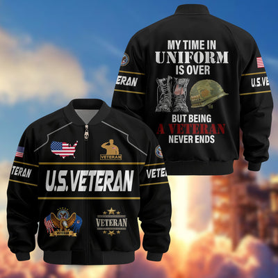 Premium US Veterans Bomber Jacket, Gifts For US Veterans, Gifts On Father's Day, Veterans Day.