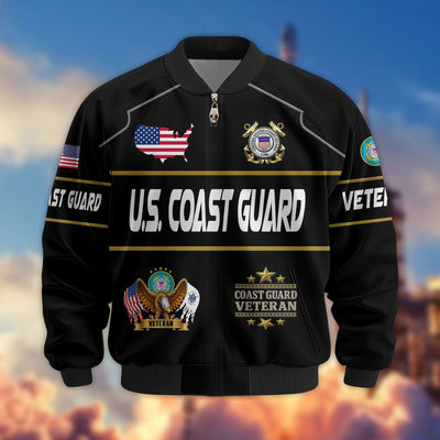 Premium US Veterans Bomber Jacket, Gifts For US Veterans, Gifts On Father's Day, Veterans Day.