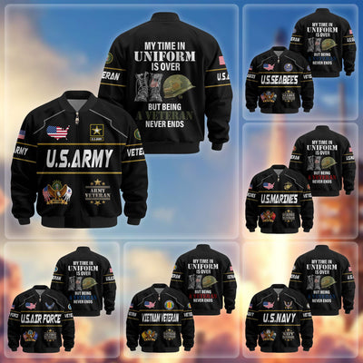 Premium US Veterans Bomber Jacket, Gifts For US Veterans, Gifts On Father's Day, Veterans Day.