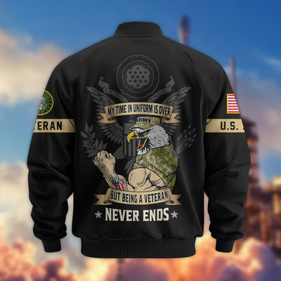 Premium US Veterans Bomber Jacket, Gifts For US Veterans, Gifts On Father's Day, Veterans Day.