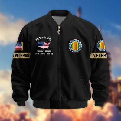 Premium US Veterans Bomber Jacket, Gifts For US Veterans, Gifts On Father's Day, Veterans Day.