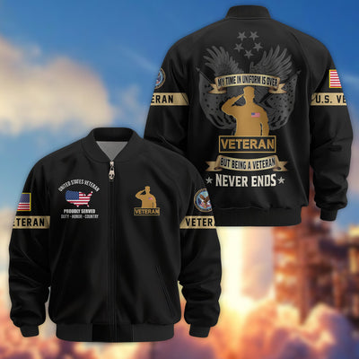 Premium US Veterans Bomber Jacket, Gifts For US Veterans, Gifts On Father's Day, Veterans Day.
