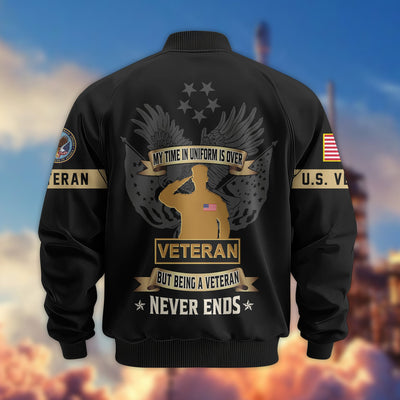 Premium US Veterans Bomber Jacket, Gifts For US Veterans, Gifts On Father's Day, Veterans Day.