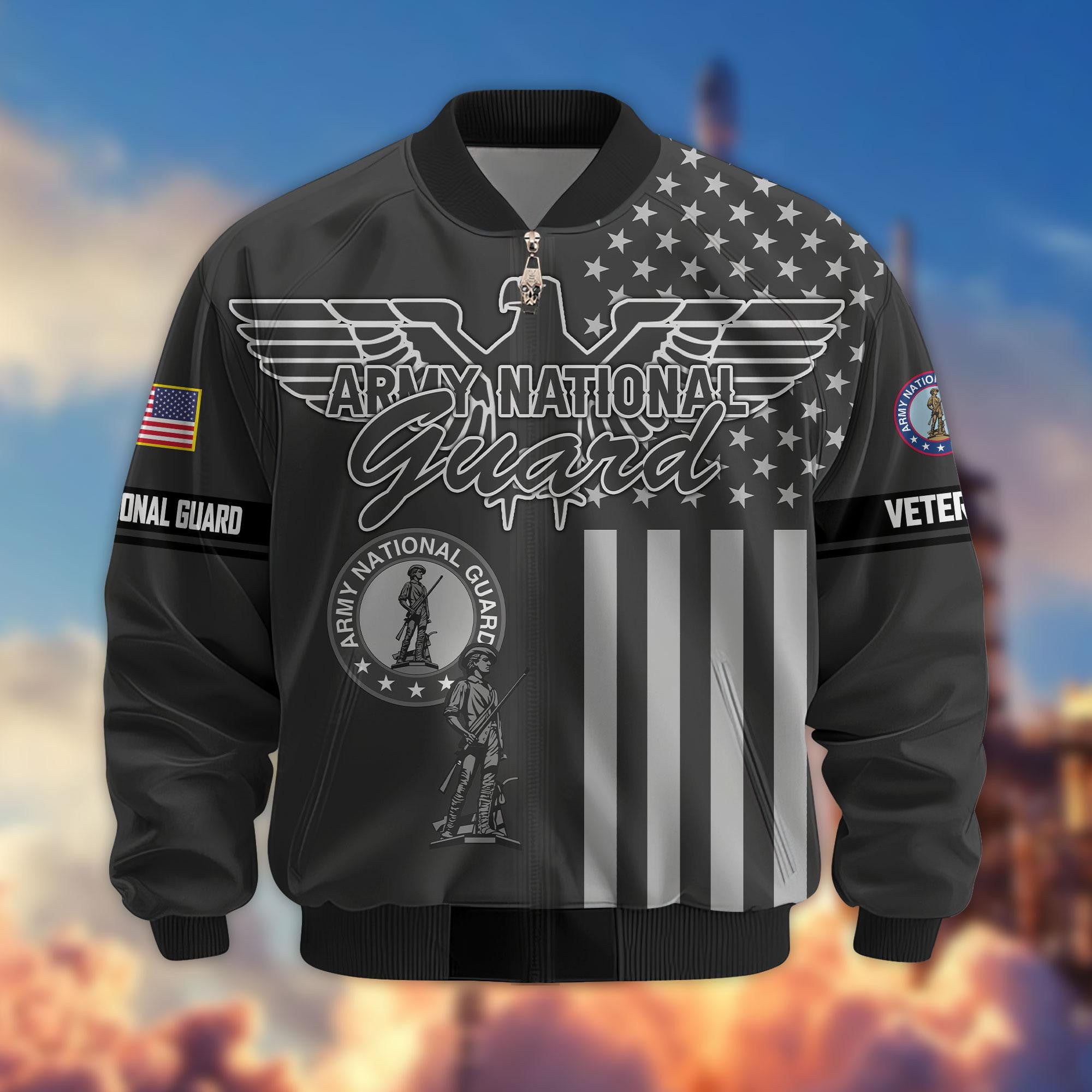 Premium US Veterans Bomber Jacket, Gifts For US Veterans, Gifts On Father's Day, Veterans Day.