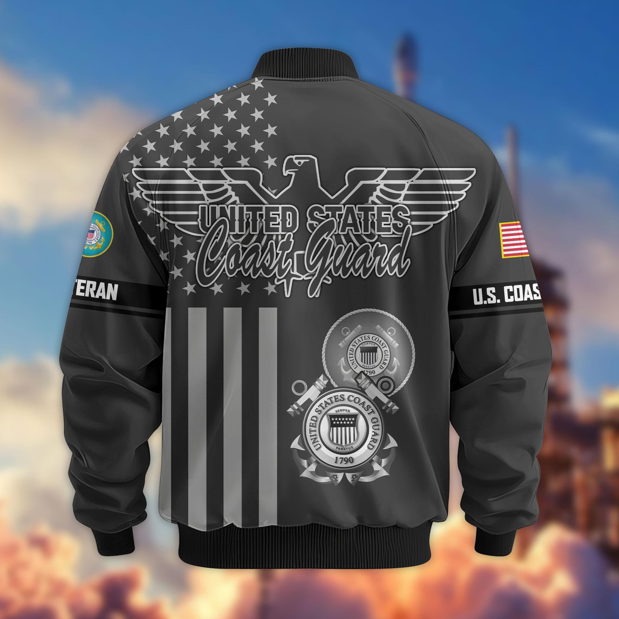 Premium US Veterans Bomber Jacket, Gifts For US Veterans, Gifts On Father's Day, Veterans Day.