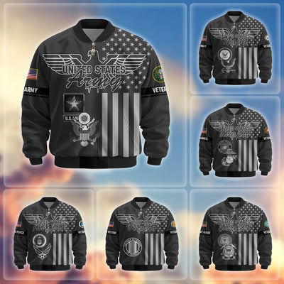 Premium US Veterans Bomber Jacket, Gifts For US Veterans, Gifts On Father's Day, Veterans Day.