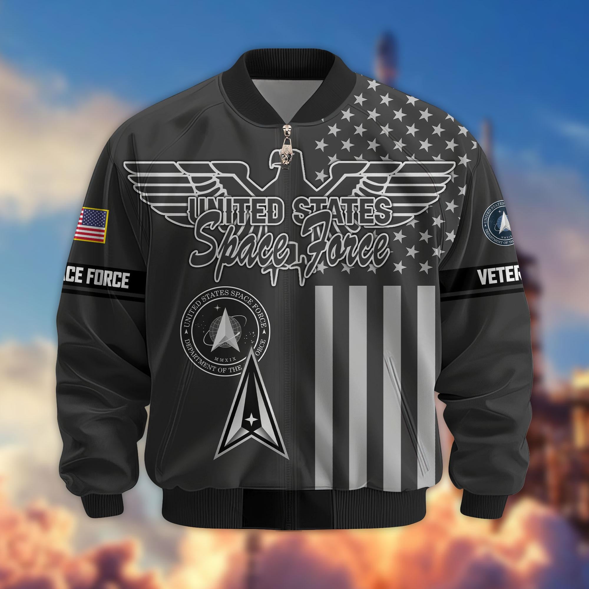 Premium US Veterans Bomber Jacket, Gifts For US Veterans, Gifts On Father's Day, Veterans Day.