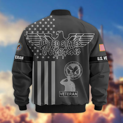 Premium US Veterans Bomber Jacket, Gifts For US Veterans, Gifts On Father's Day, Veterans Day.