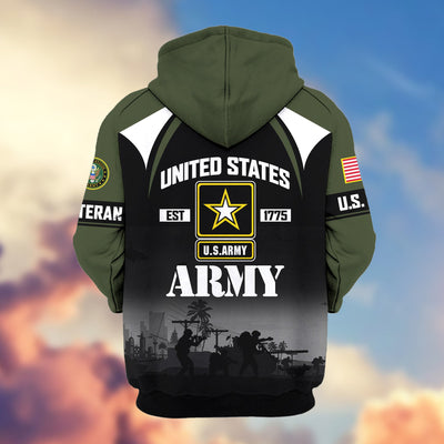 Premium US Veterans Zip Hoodie, Gifts For US Veterans, Gifts On Father's Day, Veterans Day.