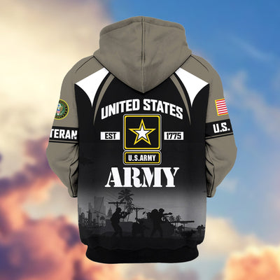 Premium US Veterans Zip Hoodie, Gifts For US Veterans, Gifts On Father's Day, Veterans Day.