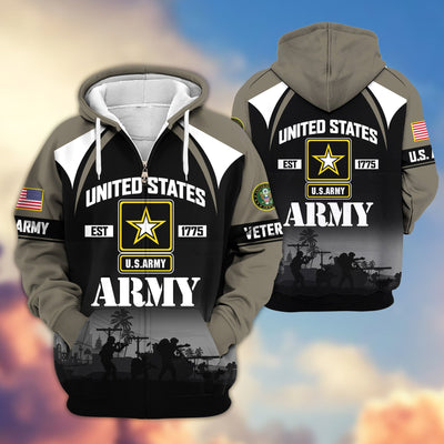 Premium US Veterans Zip Hoodie, Gifts For US Veterans, Gifts On Father's Day, Veterans Day.