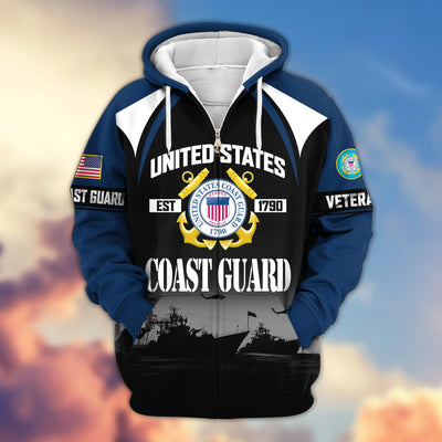 Premium US Veterans Zip Hoodie, Gifts For US Veterans, Gifts On Father's Day, Veterans Day.
